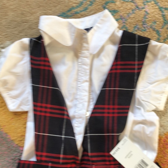 Pleated Plaid Dress and White Blouse (8) - Picture 3 of 4